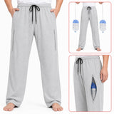 HAXOR Heather Grey Catheter Leg Bag Pants with hidden dual zip pockets that securely hold urine drainage bags up to 2000ml