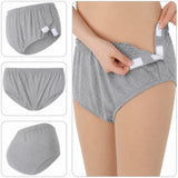 Grey HAXOR Women's Adaptive Velcro Underwear with Side Opening Cotton Design for Post Surgery Recovery