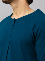 Close-up of front Velcro opening and round neckline on HAXOR adaptive recovery T-shirt