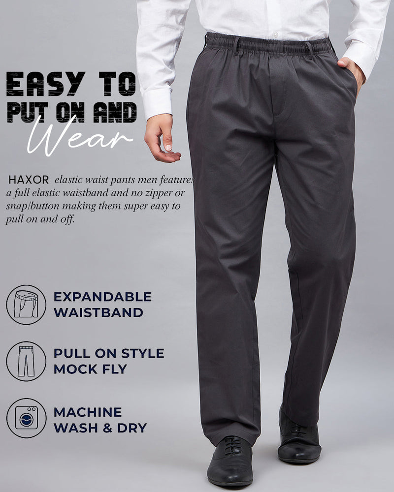 mens elastic waist dress pants Buy Haxor Men's Light Beige Elastic Waist Pants for Seniors - Adaptive Men's Pants for Elderly