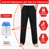 HAXOR Black Catheter Leg Bag Pants with Hidden Dual Zip Pockets for Discreet 2000ml Urine Drainage Bag Support