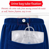 HAXOR Men's Blue Catheter Drainage Bag Shorts with Secure Urine Bag Pocket and Button Tube Fixation