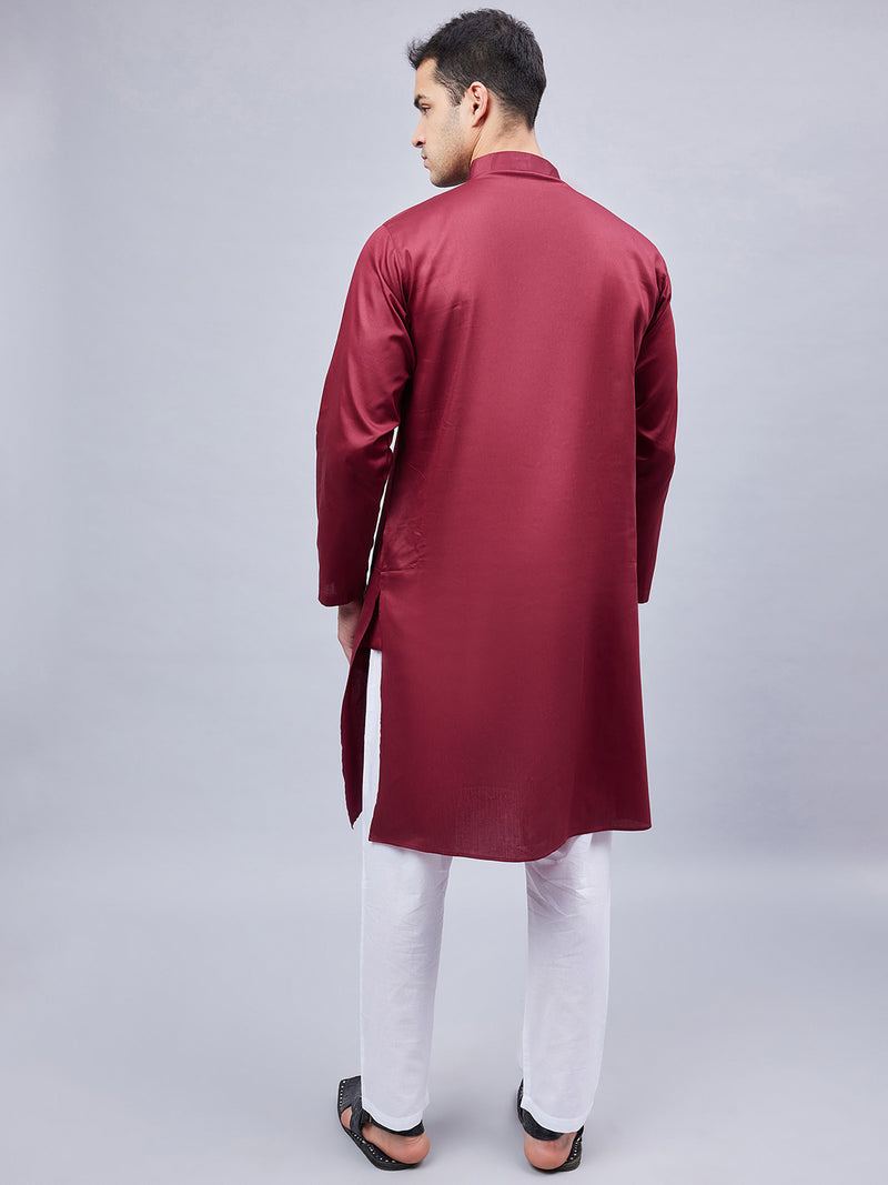 Men Kurta Pajama Set Maroon