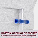 Bottom opening of HAXOR catheter drainage bag shorts pocket allowing easy access to the urine bag drain valve without removing the drainage bag.
