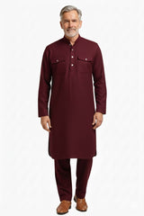 Premium Thermal Pathani Kurta & Pajama Set With Soft Fleece Lining