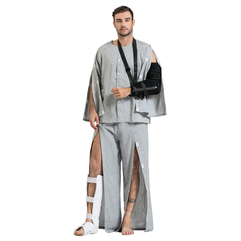 Haxor Bedridden Patient Clothing, Hook and Loop Tear Away Cotton Patient Gowns for Post Surgery Dialysis Elderly Home Care Comfortable Hospital Gowns for Men & Women