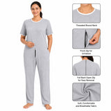 HAXOR Women's Jumpsuit for Dementia & Alzheimer's Care – Back Zipper Anti-Strip One-Piece, Easy Dressing Sleepwear for Seniors & Disabled