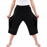 HAXOR Black Catheter Capri Shorts with Hidden Dual Zip Pockets for Urine Drainage Bags