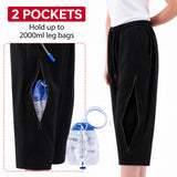 HAXOR Black Catheter Capri Shorts Hidden Pocket Holds Urine Drainage Bags Up to 2000ml