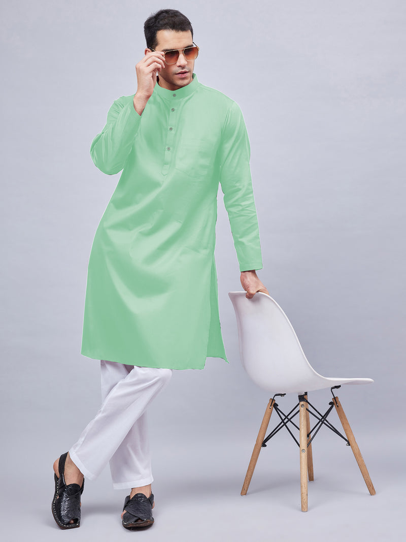 Men Kurta Pajama Set Pista Green