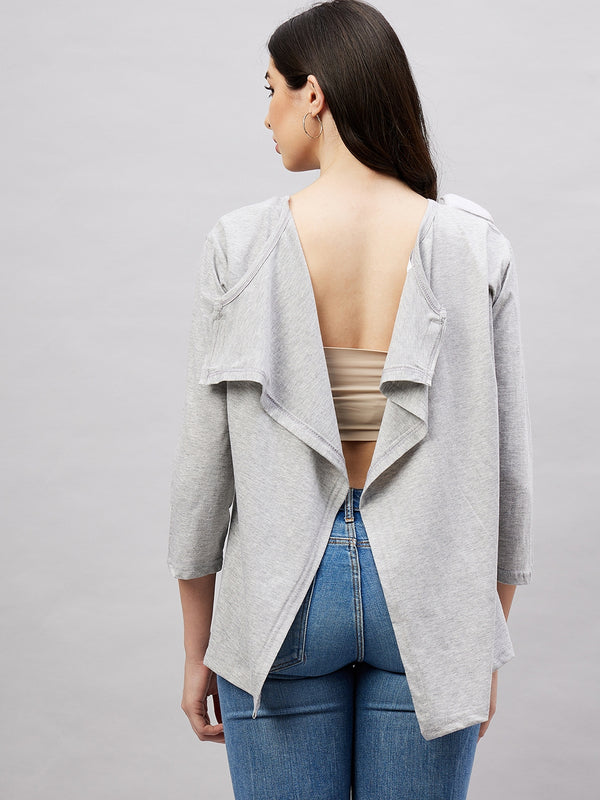 Open Back Length Sleeve Plain Adaptive Top