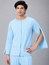 HAXOR Men's Adaptive Full Sleeve Fleece T-Shirt with Hidden Velcro Front Closure for Post Surgical Recovery and Medical Care