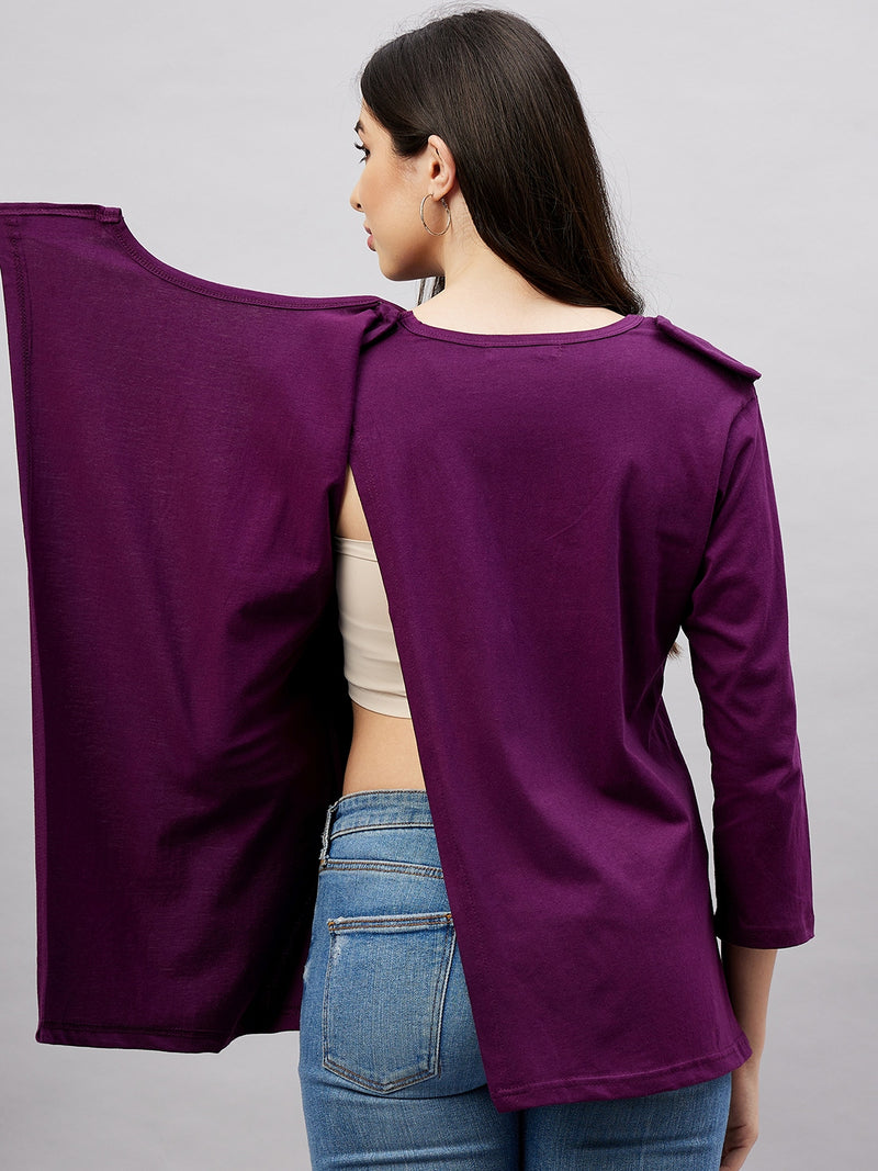 Open Back Length Sleeve Plain Adaptive Top