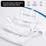 HAXOR Women's White Post Surgery Adaptive Underwear with Breathable 100% Cotton Fabric and Side Velcro Opening