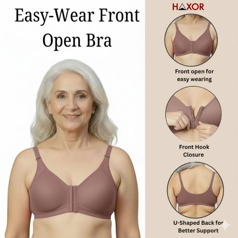 HAXOR DignityWear™ Front-Open Bra Brown | No More Back-Hook Struggle | Easy To Wear