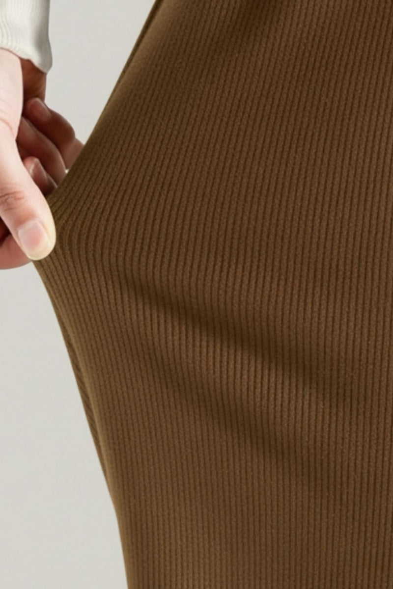 Haxor Women’s Ribbed Fleece-Lined Winter Joggers | Ultra-Soft Stretch | Dual-Drawstring | Premium Warm Pants (Brown)