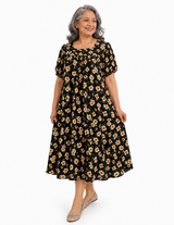 HAXOR Women's Black Floral 100% Cotton House Dress