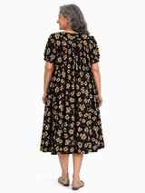 HAXOR Women's Black Floral Duster Dress Back View