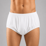 HAXOR Men's Post Surgery Adaptive Velcro Underwear White Front View - Soft Cotton Recovery Underwear for Hip Replacement, Knee Surgery & Limited Mobility