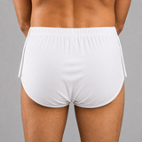 HAXOR Men's Post Surgery Adaptive Velcro Underwear White Back View - Soft Cotton Recovery Underwear with Side Opening Design