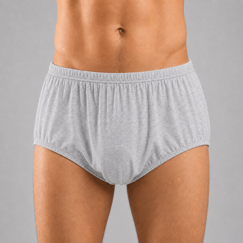 HAXOR Men's Grey Post Surgery Adaptive Velcro Underwear | Side Opening Cotton Briefs