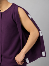 HAXOR Purple Adaptive Fleece T-Shirt showing full sleeve tearaway Velcro opening