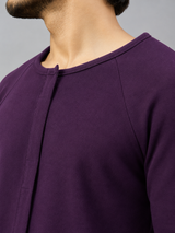 HAXOR Purple Adaptive Fleece T-Shirt close-up showing front Velcro closure