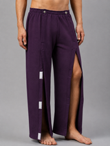 HAXOR Men’s Post-Surgery Adaptive Velcro Tear-Away Fleece Trousers | Front-Opening | Purple
