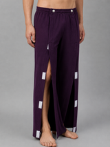 HAXOR Men’s Post-Surgery Adaptive Velcro Tear-Away Fleece Trousers | Front-Opening | Purple