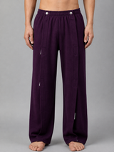 HAXOR Men’s Post-Surgery Adaptive Velcro Tear-Away Fleece Trousers | Front-Opening | Purple
