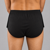 HAXOR Men's Post Surgery Adaptive Velcro Underwear Black Back View - Soft Cotton Recovery Underwear with Side Opening Design