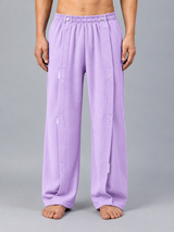 HAXOR Men’s Post-Surgery Adaptive Velcro Tear-Away Fleece Trousers | Front-Opening | Purple