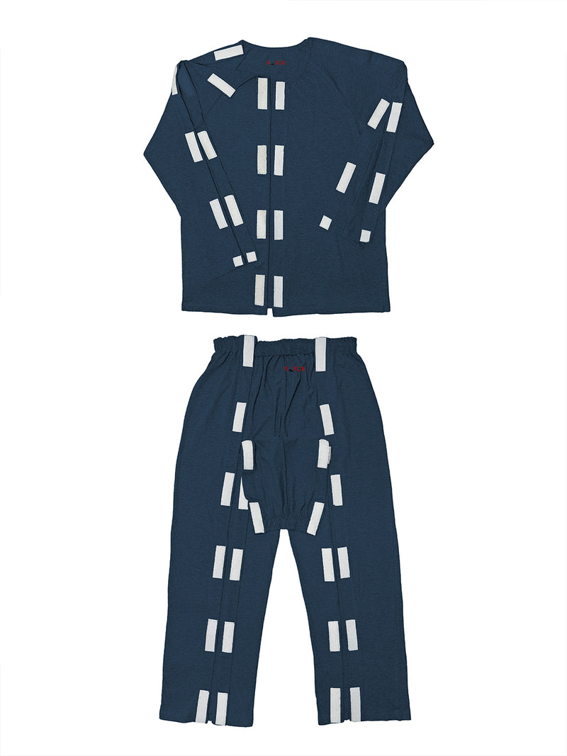 HAXOR Post Surgery Recovery Velcro Open Tearaway Grey Premium Cotton T-Shirt and Trouser Set for Quick Access for Post-Op Care
