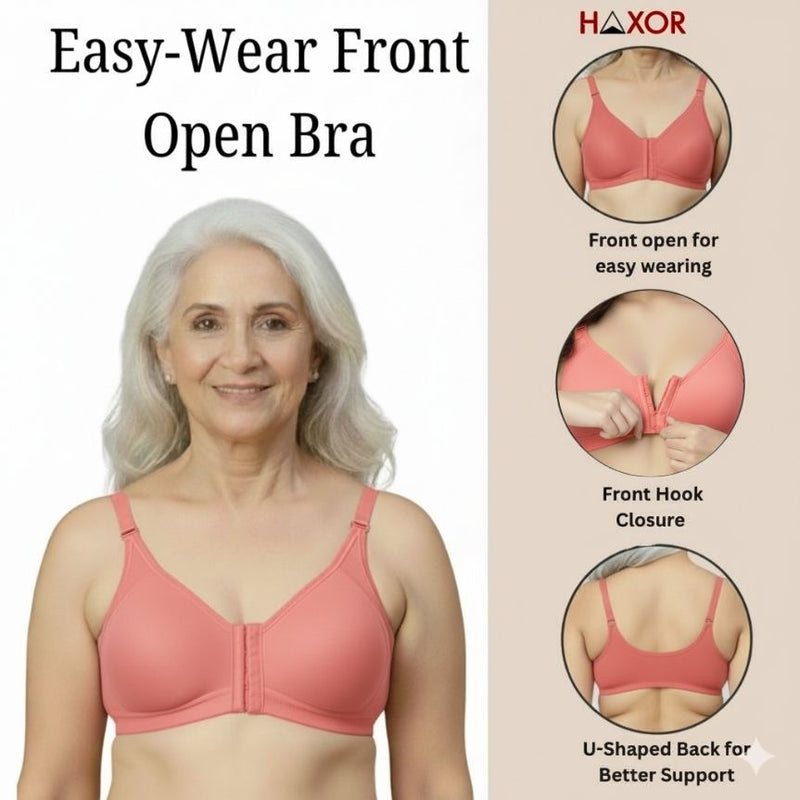 HAXOR DignityWear™ Front-Open Bra Dark Pink | No More Back-Hook Struggle | Easy To Wear