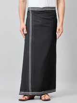 Haxor Readymade  Adjustable Velcro dhoti Kerala Thalapathi Border With Pocket Black