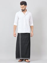 Haxor Readymade  Adjustable Velcro dhoti Kerala Thalapathi Border With Pocket Black