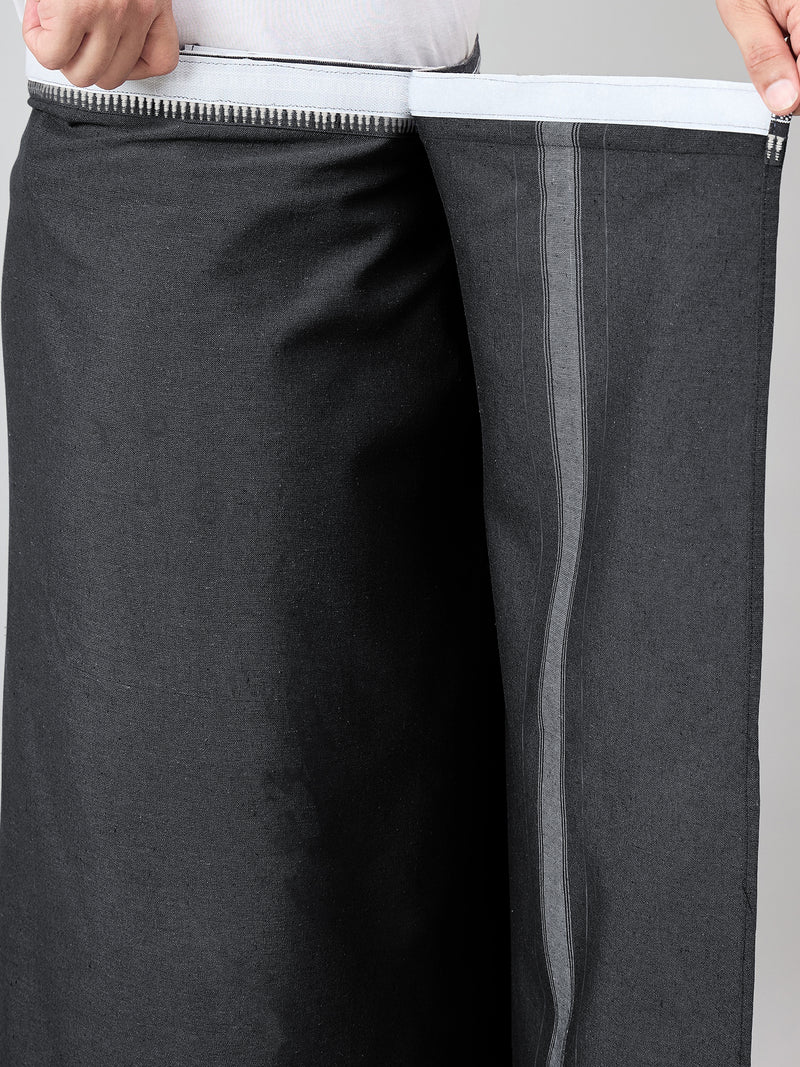 Haxor Readymade  Adjustable Velcro dhoti Kerala Thalapathi Border With Pocket Black