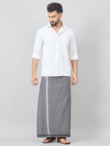Haxor Readymade  Adjustable Velcro dhoti Kerala Thalapathi Border With Pocket Grey