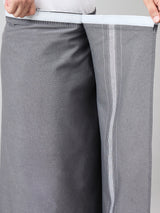 Haxor Readymade  Adjustable Velcro dhoti Kerala Thalapathi Border With Pocket Grey