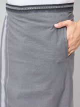 Haxor Readymade  Adjustable Velcro dhoti Kerala Thalapathi Border With Pocket Grey