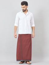 Haxor Readymade  Adjustable Velcro dhoti Kerala Thalapathi Border With Pocket Kaavi Color
