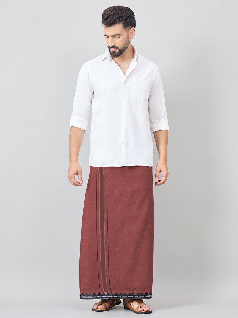 Haxor Readymade  Adjustable Velcro dhoti Kerala Thalapathi Border With Pocket Kaavi Color