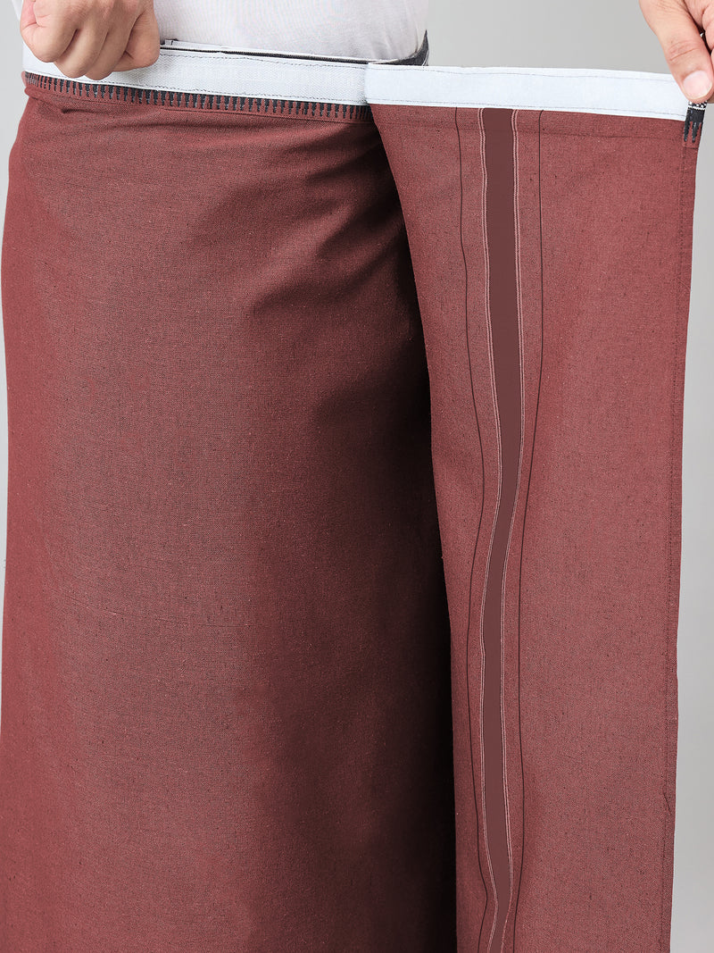 Haxor Readymade  Adjustable Velcro dhoti Kerala Thalapathi Border With Pocket Kaavi Color