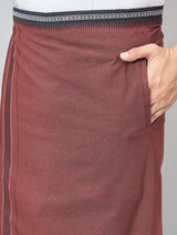 Haxor Readymade  Adjustable Velcro dhoti Kerala Thalapathi Border With Pocket Kaavi Color