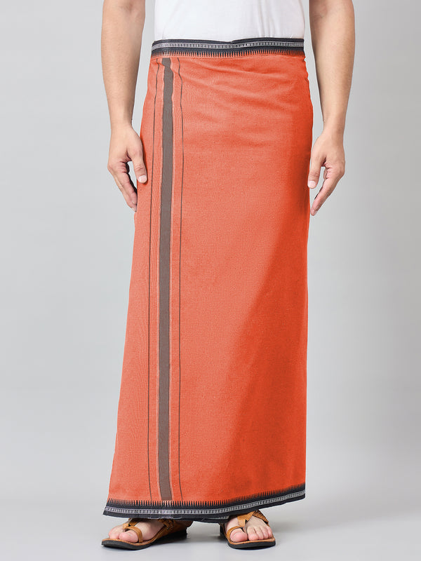 Haxor Readymade  Adjustable Velcro dhoti Kerala Thalapathi Border With Pocket Orange Color