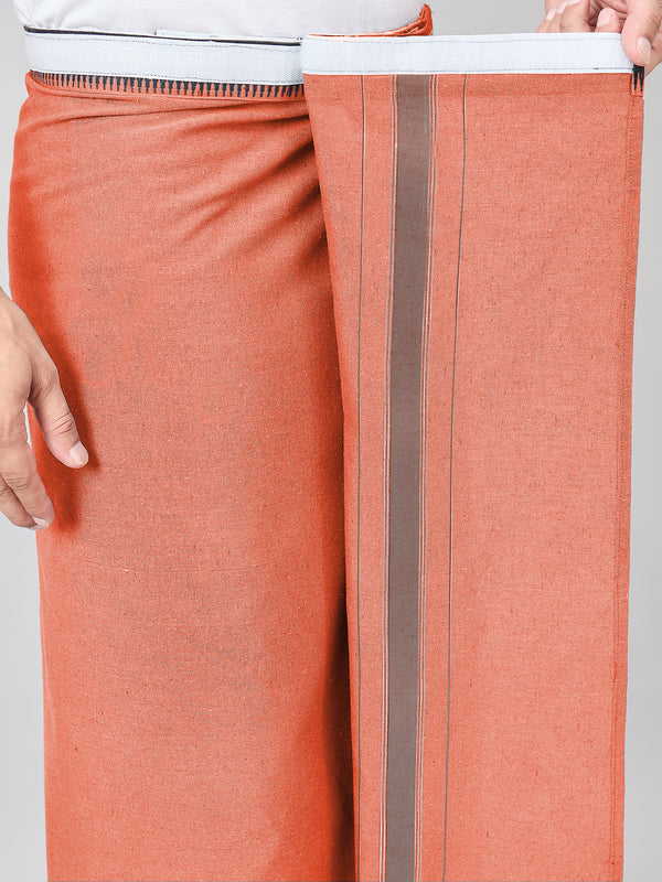 Haxor Readymade  Adjustable Velcro dhoti Kerala Thalapathi Border With Pocket Orange Color