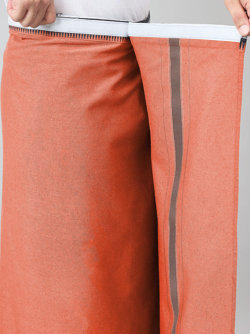 Haxor Readymade  Adjustable Velcro dhoti Kerala Thalapathi Border With Pocket Orange Color
