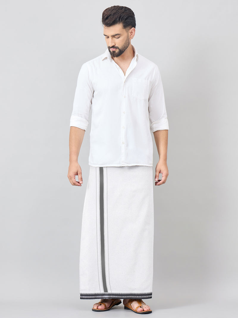 Haxor Readymade  Adjustable Velcro dhoti Kerala Thalapathi Border With Pocket White