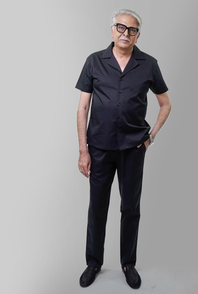 Elderly Men Co-Ords Suit Set Black
