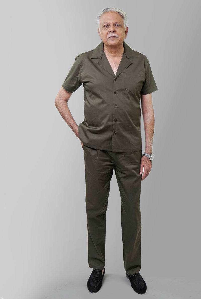 Men Co-Ords Suit Set Olive